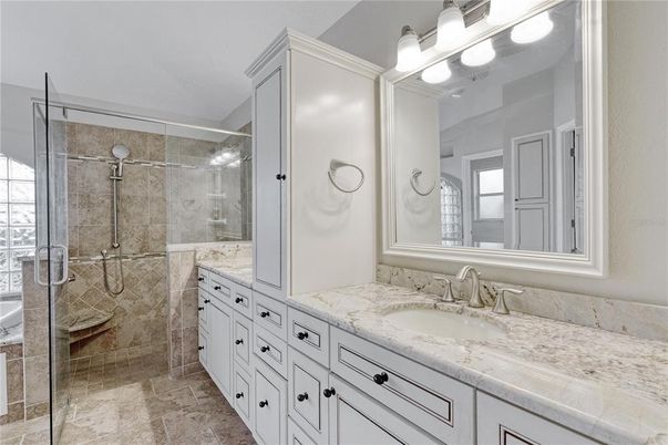 Bathroom, Dual Sink Vanities, Glass Shower, Interior