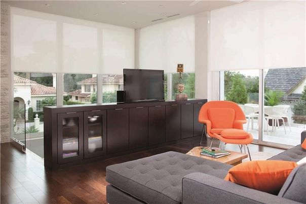 Interior, Living room, Recessed Lighting, Wood Texture Flooring