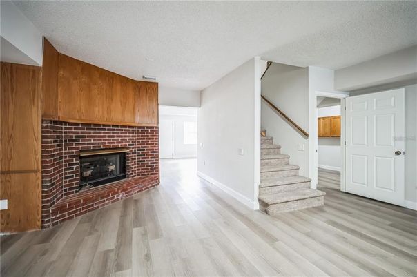 Empty room, Fireplace, Interior, Wood Texture Flooring