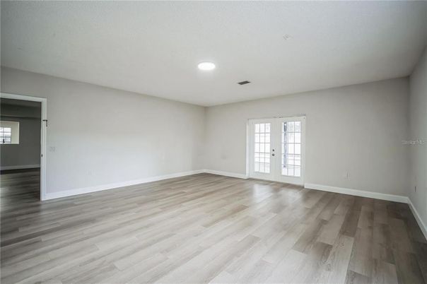 Empty room, Interior, Recessed Lighting, Wood Texture Flooring