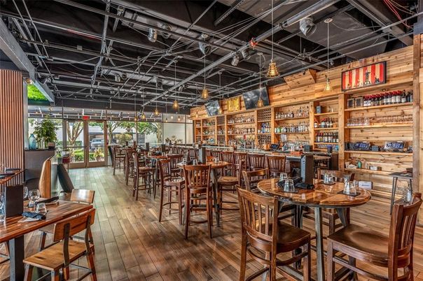 Dining room, Interior, Pendant Lights, Wood Texture Flooring, Wooden Walls
