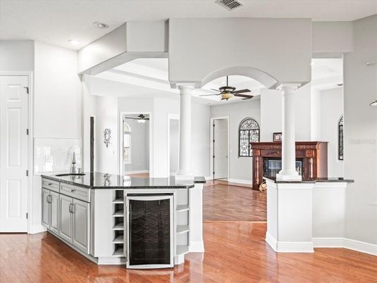 Interior, Kitchen, Recessed Lighting, Wood Texture Flooring