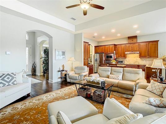 Interior, Kitchen, Living room, Recessed Lighting, Stainless Steel Appliances, Wood Texture Flooring