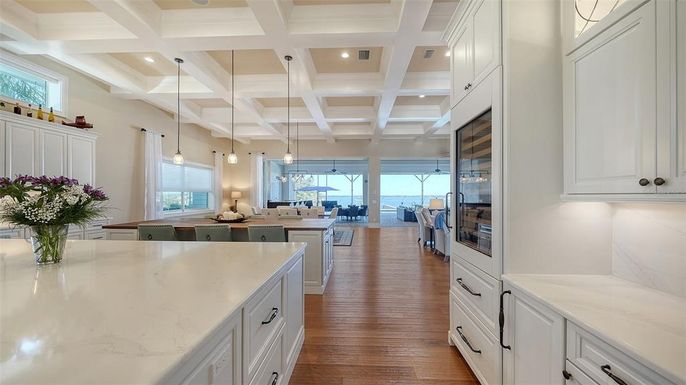 Interior, Kitchen, Pendant Lights, Recessed Lighting, Wood Texture Flooring