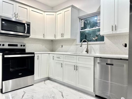 Interior, Kitchen, Marble, Stainless Steel Appliances