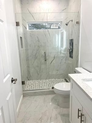 Bathroom, Glass Shower, Interior, Marble, Marble Walls