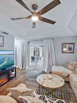 Fireplace, Interior, Living room, Water, Wooden Beams, Wood Texture Flooring