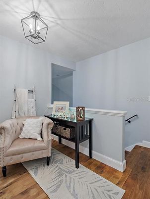Chandelier, Home Office, Interior, Wood Texture Flooring