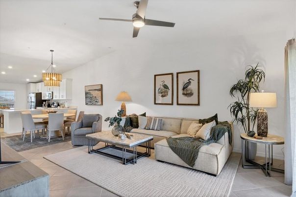 Chandelier, Dining room, Interior, Kitchen, Living room, Pendant Lights, Recessed Lighting, Stainless Steel Appliances