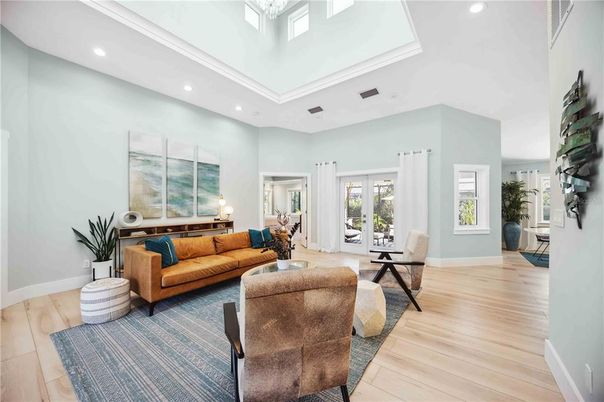 Interior, Living room, Recessed Lighting, Wood Texture Flooring