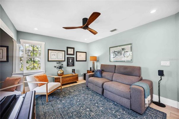 Interior, Living room, Recessed Lighting, Wood Texture Flooring
