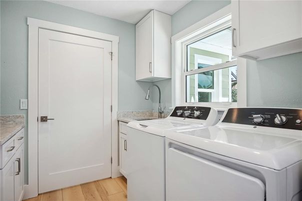 Interior, Washer, Wood Texture Flooring