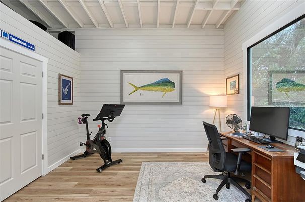Fitness Equipment, Home Office, Interior, Wood Texture Flooring