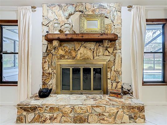 Fireplace, Interior, Stone Walls