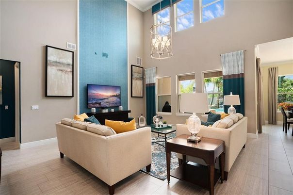 Interior, Living room, Pendant Lights, Wood Texture Flooring