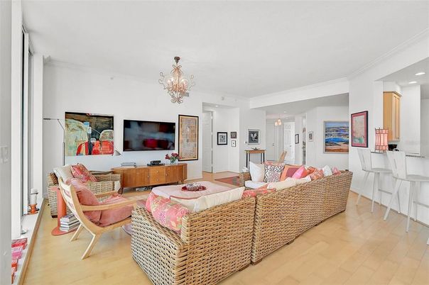 Chandelier, Interior, Living room, Recessed Lighting, Wood Texture Flooring