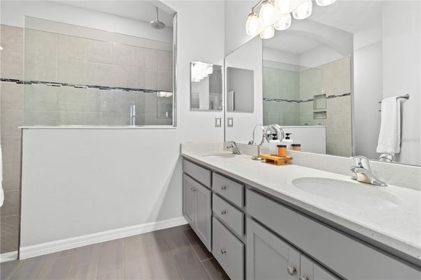 Bathroom, Dual Sink Vanities, Interior, Wood Texture Flooring