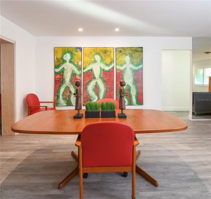 Home Office, Interior, Recessed Lighting, Wood Texture Flooring