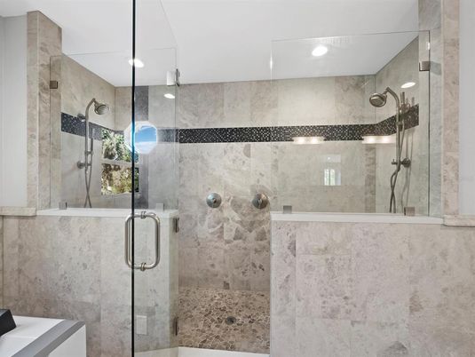 Bathroom, Glass Shower, Interior, Recessed Lighting