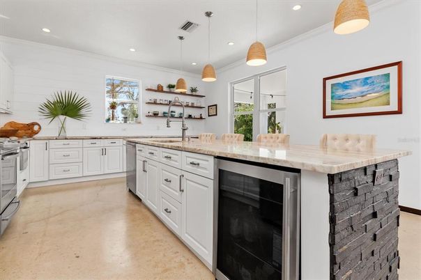 Interior, Kitchen, Pendant Lights, Recessed Lighting, Stainless Steel Appliances