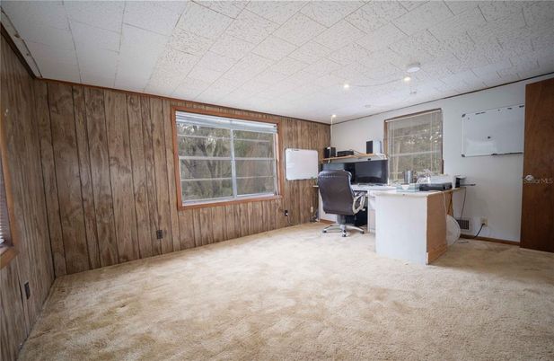 Home Office, Interior, Recessed Lighting, Wooden Walls