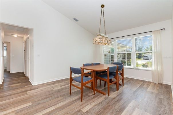 Chandelier, Dining room, Interior, Pendant Lights, Wood Texture Flooring