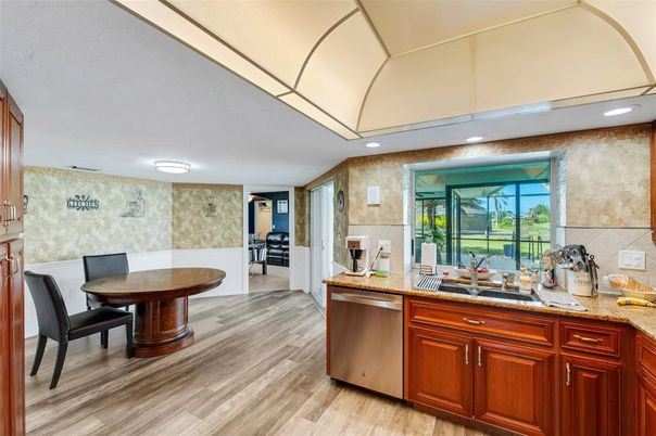 Interior, Kitchen, Recessed Lighting, Wood Texture Flooring