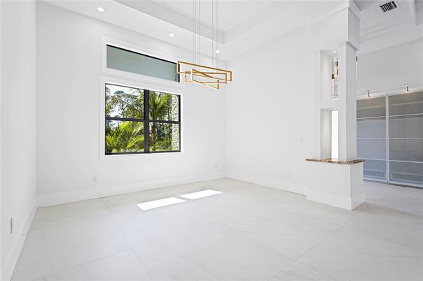 Empty room, Interior, Pendant Lights, Recessed Lighting