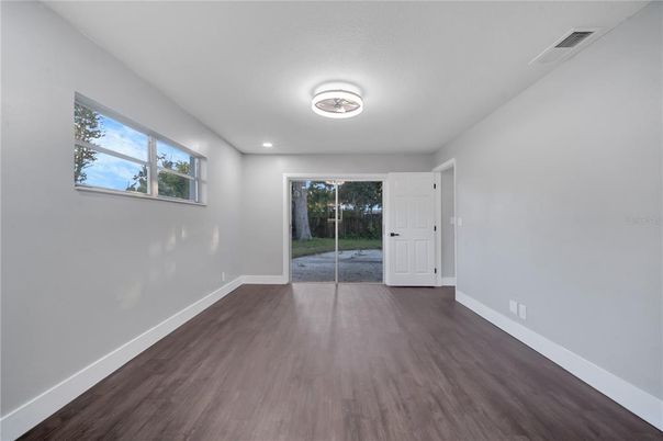 Empty room, Interior, Recessed Lighting, Wood Texture Flooring