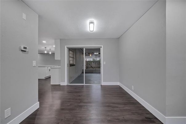 Empty room, Interior, Pendant Lights, Wood Texture Flooring