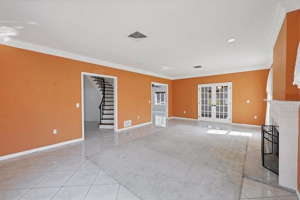 Empty room, Fireplace, Interior, Recessed Lighting