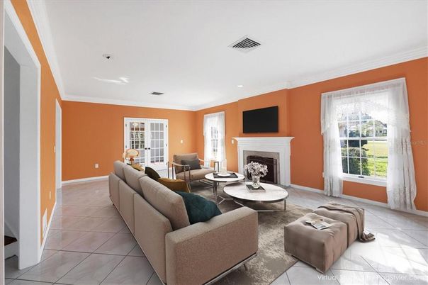 Fireplace, Interior, Living room, Recessed Lighting