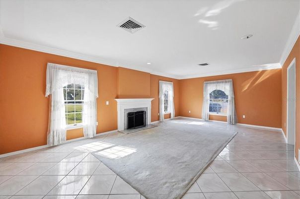 Empty room, Fireplace, Interior, Recessed Lighting