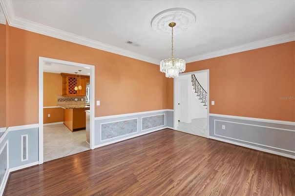 Chandelier, Empty room, Interior, Wood Texture Flooring
