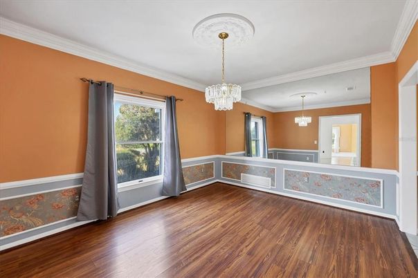 Chandelier, Empty room, Interior, Wood Texture Flooring