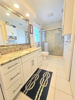 Bathroom, Dual Sink Vanities, Glass Shower, Interior, Recessed Lighting