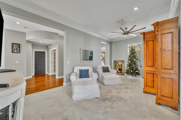 Interior, Living room, Recessed Lighting, Wood Texture Flooring