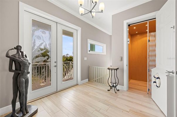 Elevator, Interior, Recessed Lighting, Wood Texture Flooring, Wooden Walls