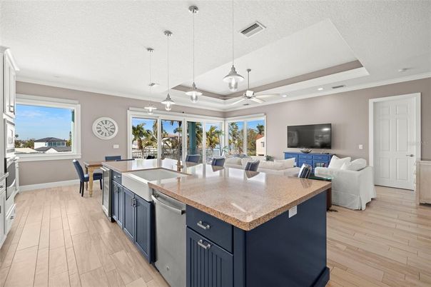 Dining room, Interior, Kitchen, Living room, Pendant Lights, Recessed Lighting, Wood Texture Flooring