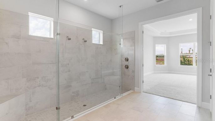 Bathroom, Glass Shower, Interior, Recessed Lighting
