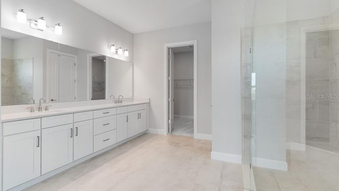 Bathroom, Dual Sink Vanities, Glass Shower, Interior, Walk-in Closets