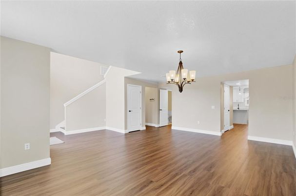 Chandelier, Empty room, Interior, Wood Texture Flooring