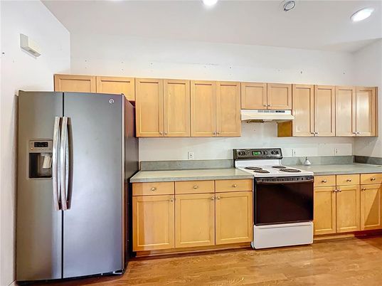 Interior, Kitchen, Recessed Lighting, Wood Texture Flooring