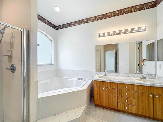 Bathroom, Dual Sink Vanities, Glass Shower, Interior, Recessed Lighting