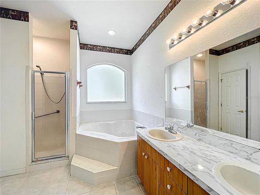 Bathroom, Dual Sink Vanities, Glass Shower, Interior, Recessed Lighting