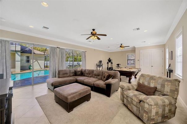 Billiard Table, Game Room, Interior, Living room, Recessed Lighting