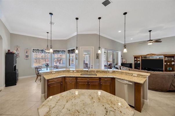 Dining room, Interior, Kitchen, Living room, Pendant Lights, Recessed Lighting
