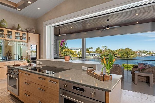 Interior, Kitchen, Recessed Lighting, Stainless Steel Appliances, Water