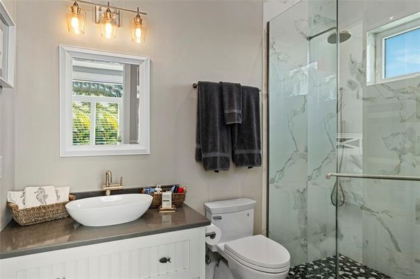 Bathroom, Glass Shower, Interior, Marble Walls