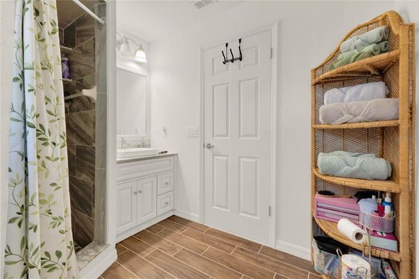 Bathroom, Interior, Wood Texture Flooring